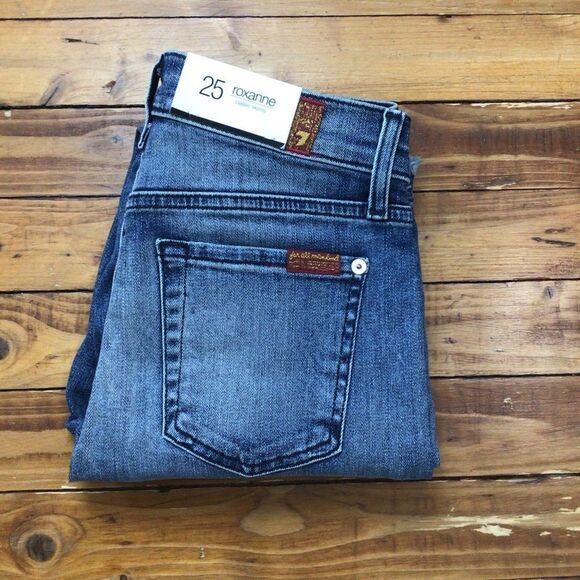 7FOR all mankind Roxanne classic ankle skinny high rise waist soft denim size 25 - Picture 2 of 11